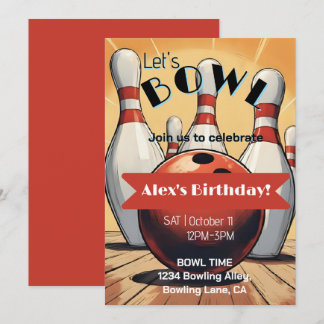 Bowling Birthday Invitation - Let's Bowl