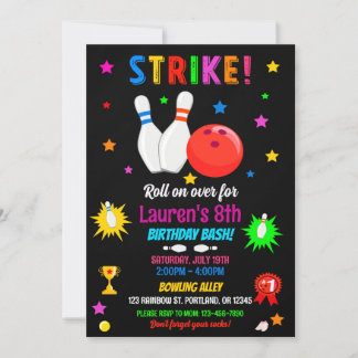 Bowling birthday invitation Strike up some fun!