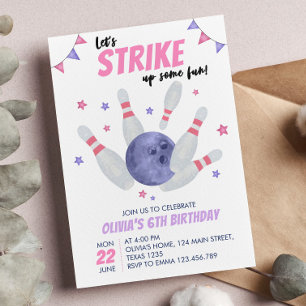 Bowling Birthday Invitation Strike Up Some Fun