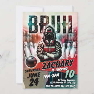 Bowling Birthday Invite Party | BRUH YOU IN