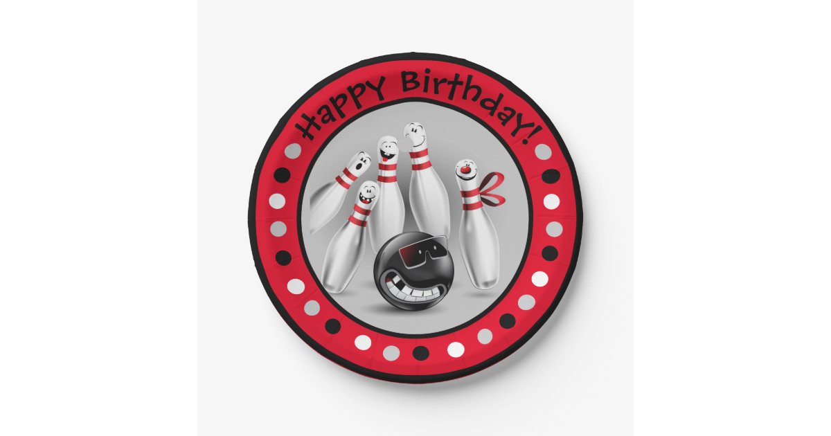 Bowling Birthday Party 7" Paper Plates Zazzle