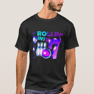 Bowling Birthday Party 7Th Rollin Into 7 Year Old T-Shirt
