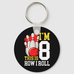 Bowling Birthday Party 8 Years Old 8th Kids Boys G Key Ring