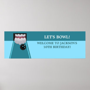 Bowling Birthday Party Banner Poster