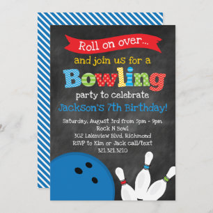 Bowling Birthday Party - Chalkboard Invitation