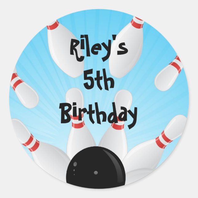 Bowling Birthday Party Favour Labels (Front)