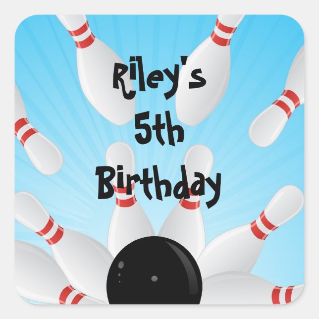 Bowling Birthday Party Favour Labels (Front)