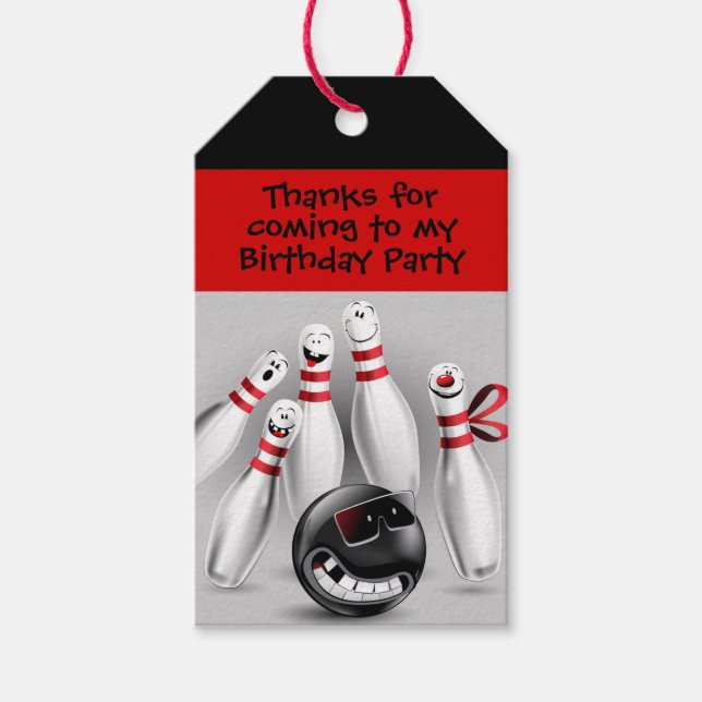 Bowling Birthday Party Favour Tag (Front)