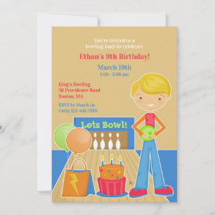 Bowling Birthday Party Flat Invitation