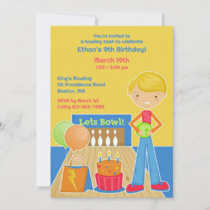 Bowling Birthday Party Flat Invitation