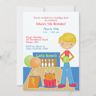 Bowling Birthday Party Flat Invitation