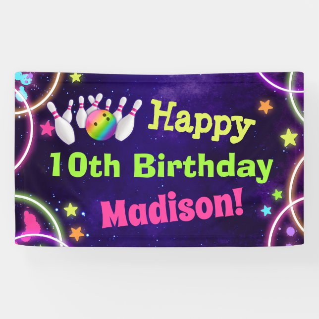 Bowling Birthday Party Happy Birthday Banner (Horizontal)