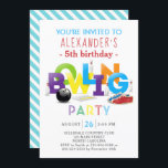 Bowling Birthday Party Invitation<br><div class="desc">Transportations 1st Birthday Party Invitation. Click on the “Customise it” button for further personalisation of this template. You will be able to modify the name,  including the style,  colours,  and sizes.</div>