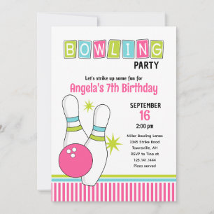 Bowling Birthday Party Invitation