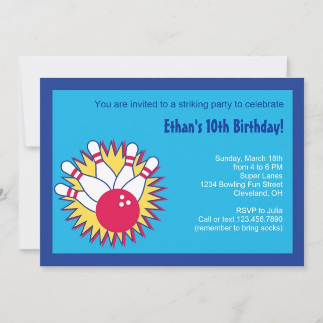 Bowling Birthday Party Invitation (Front)