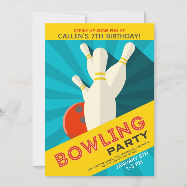 Bowling Birthday Party Invitation (Front)
