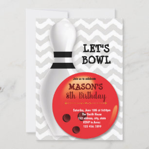 Bowling birthday party invitation