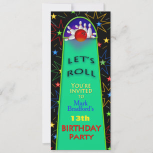 Bowling Birthday Party Invitation- Insert/Name/AGE Invitation