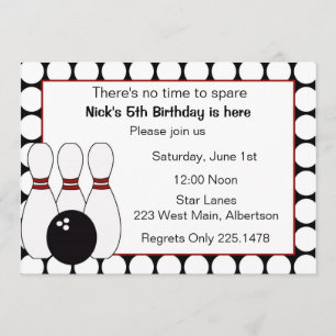 Bowling Birthday party invitation red and black