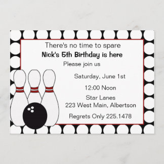 Bowling Birthday party invitation red and black