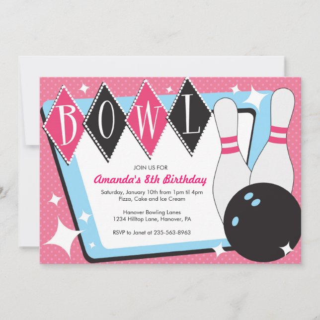 Bowling Birthday Party Invitations (Front)