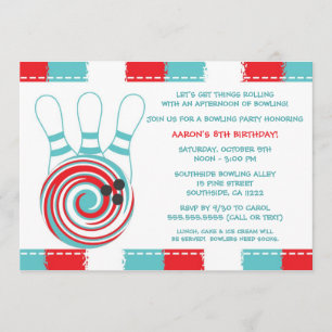 Bowling Birthday Party Invites / boy or girl