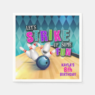 Bowling Birthday Party Napkin - Girl