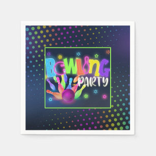 Bowling Birthday Party Napkin - Neon