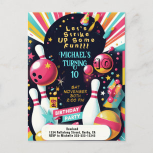 Bowling Birthday party Postcard