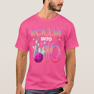 Bowling Birthday Party Rollin Into 10 10Th Birthda T-Shirt