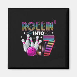 Bowling Birthday Party Rollin Into 7 7th Birthday  Magnet