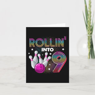 Bowling Birthday Party Rollin Into 9 9th Birthday Card