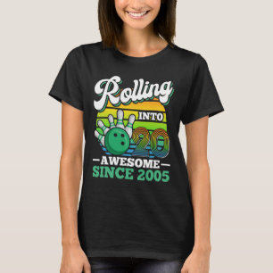 Bowling Birthday Party Rolling Into 20 Years 20th T-Shirt