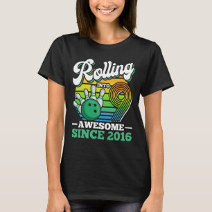 Bowling Birthday Party Rolling Into 9 Years Boy 9t T-Shirt