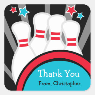 Bowling Birthday Party Thank You Stickers