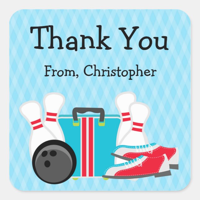 Bowling Birthday Party Thank You Stickers (Front)