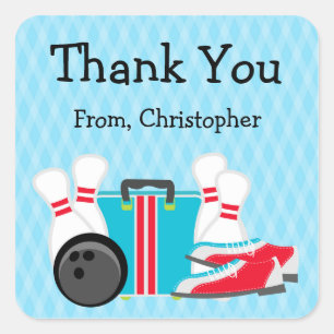 Bowling Birthday Party Thank You Stickers