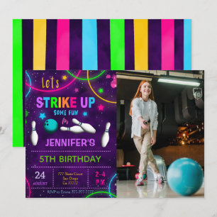 Bowling Birthday Photo Invitation