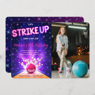 Bowling Birthday Photo Invitation
