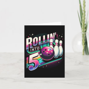 Bowling Birthday Rollin Into 5 Party 5th Birthday  Card