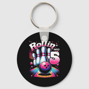 Bowling Birthday Rollin Into 5 Party 5th Birthday  Key Ring