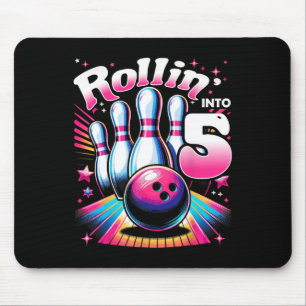 Bowling Birthday Rollin Into 5 Party 5th Birthday Mouse Mat