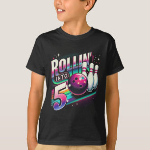 Bowling Birthday Rollin Into 5 Party 5th Birthday T-Shirt