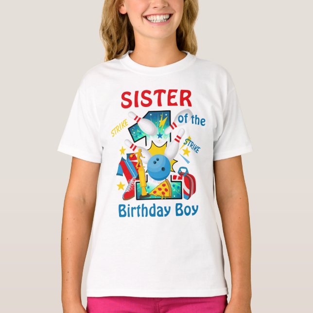 Bowling Birthday Shirt Sister First Birthday (Front)