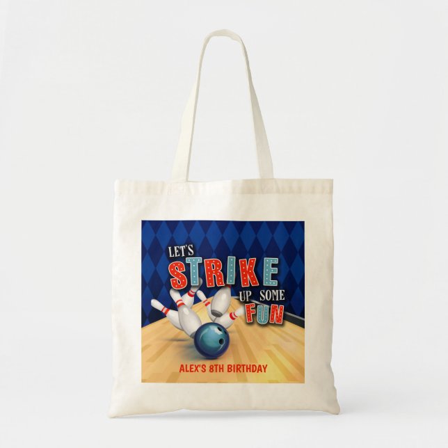 Bowling Birthday Tote Bag (Front)