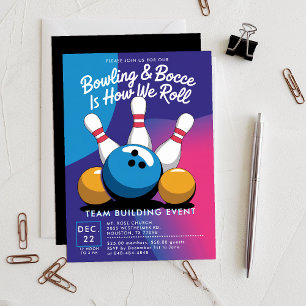 Bowling Bocce Team Building Church Business Bright Invitation