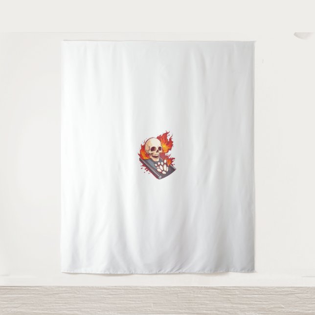 Bowling Bones – Funny Sports Skull Tapestry (Front)