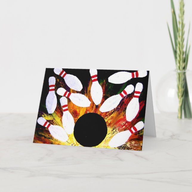 BOWLING BOWL STRIKE STYLE Greeting Card by Teo (Front)