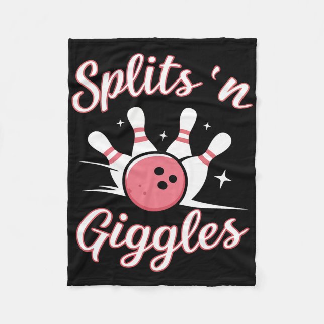 Bowling Bowler Funny Splits N Giggles Bowling Byll Fleece Blanket (Front)