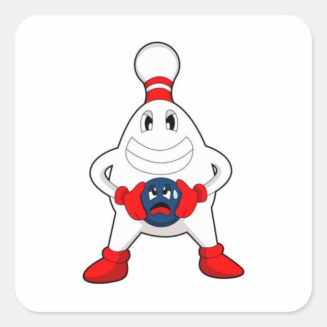 Bowling Bowling pin Bowling ball Square Sticker (Front)
